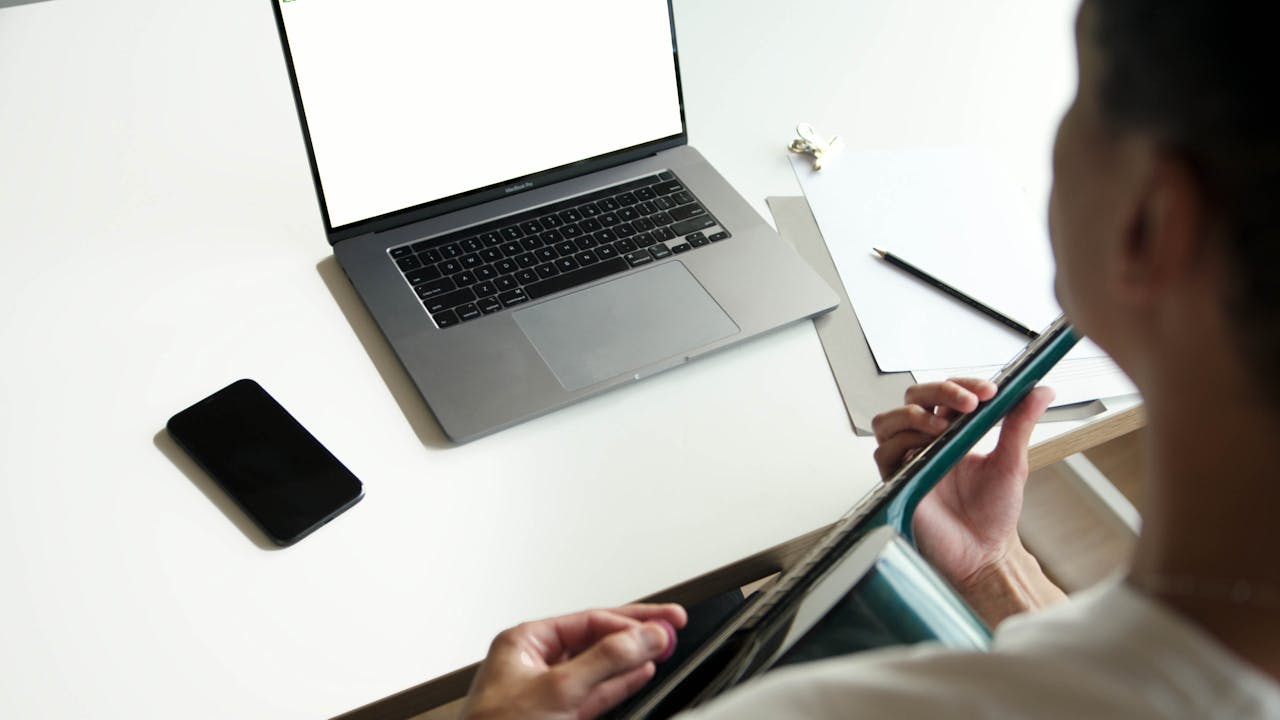 Laptop on the White Table Top